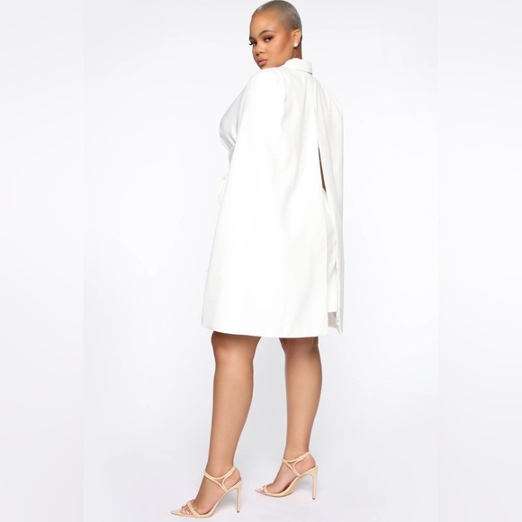 FASHION NOVA On Payroll Blazer Cape Dress White - Picture 8 of 12